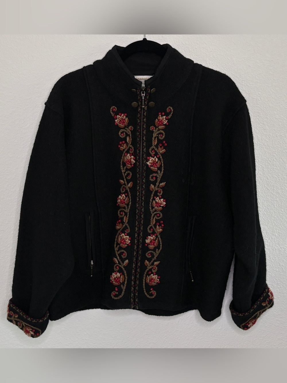 Coldwater Creek 100% Wool Southwestern Jacket Women's XL Jacket Coat Embroidered